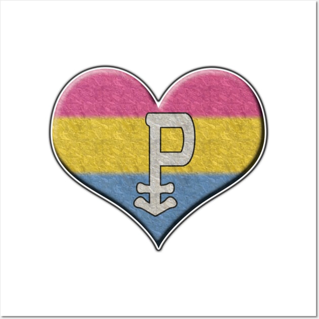 Large Pansexual Pride Flag Colored Heart with Ace Symbol Wall Art by LiveLoudGraphics